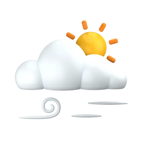 Sunny Windy 3 D Weather Icon 3D Icon
