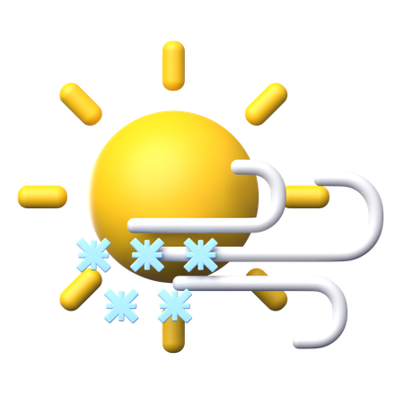 Sunny With Wind and Snow  3D Icon