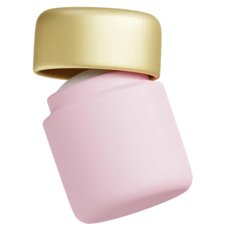 3 D Pink Sunscreen Jar With Luxurious Gold Lid 3D Icon