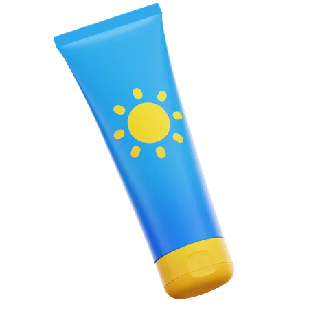 Blue Sunblock Sunscreen Skin Protection From Uv Lotion Tube Summer Vacation Theme 3 D Illustration Rendering 3 D Icon Isolated 3D Icon