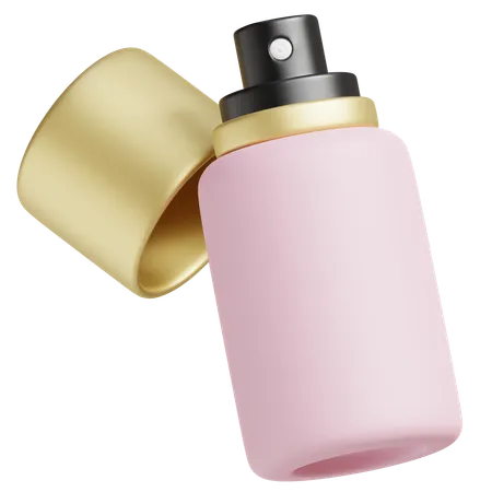 3 D Chic Pink Sunscreen Spray Bottle With Golden Cap 3D Icon
