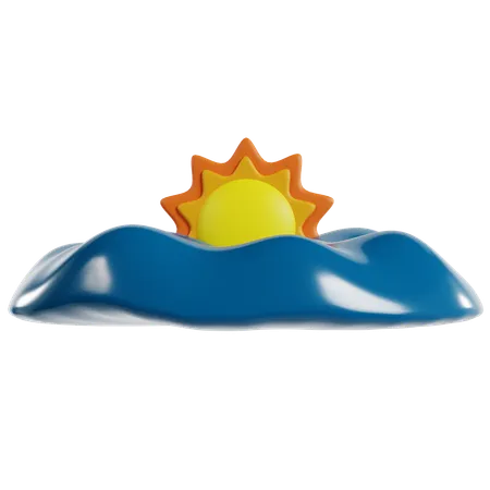 Sunset Over Blue Waves  3D Icon