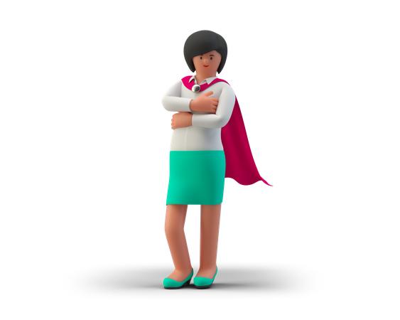 Super Businesswoman  3D Illustration