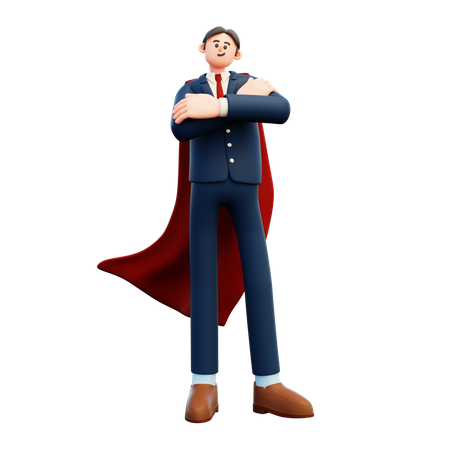 Homme d'affaires de super-héros  3D Illustration