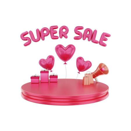 Súper venta del día de san valentín  3D Illustration