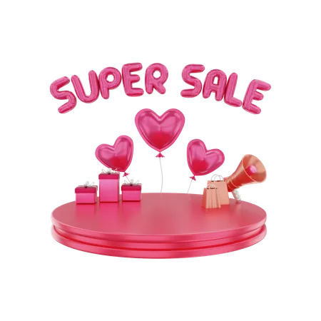 Súper venta del día de san valentín  3D Illustration