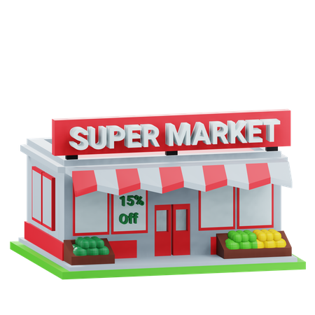 Supermarket Building  3D Icon