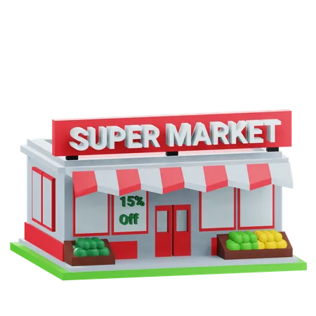 Supermarket Building  3D Icon