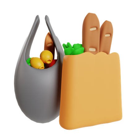 Supermarket Paper Bag  3D Icon