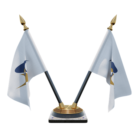 Suporte de bandeira de mesa duplo (V) da União Econômica da Eurásia  3D Icon