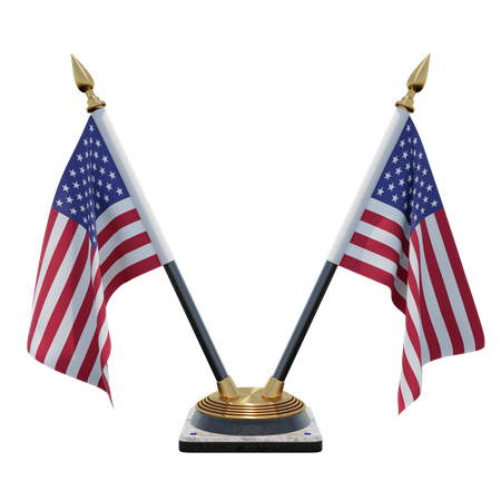 Suporte de bandeira de mesa dupla (V) dos Estados Unidos  3D Icon