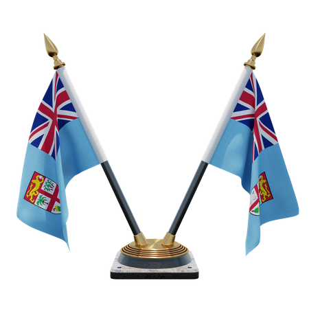 Suporte de bandeira de mesa dupla de Fiji  3D Flag