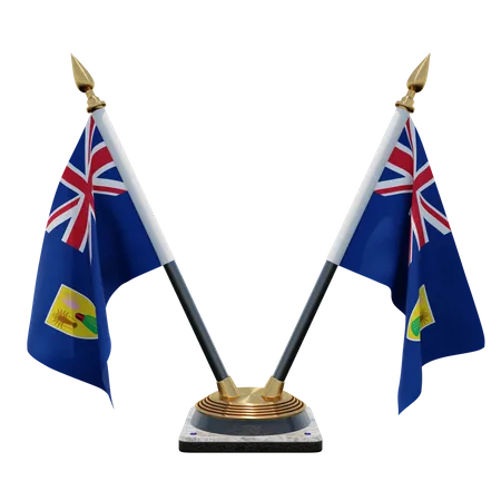 Suporte de bandeira de mesa dupla nas Ilhas Turcas e Caicos  3D Flag