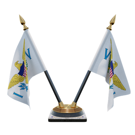 Suporte de bandeira de mesa dupla ilhas virgens dos estados unidos  3D Flag