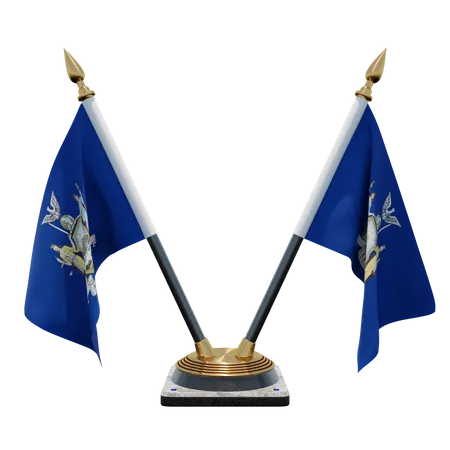 Suporte de bandeira de mesa dupla de Nova York  3D Flag