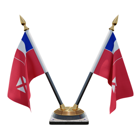 Suporte de bandeira de mesa dupla wallis e futuna  3D Flag