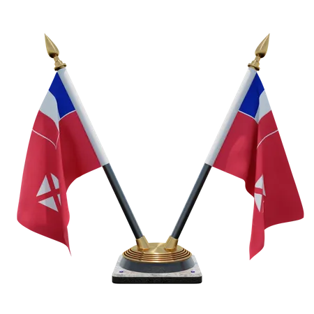 Suporte de bandeira de mesa dupla wallis e futuna  3D Flag