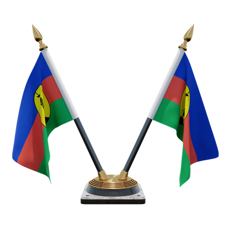 Suporte de bandeira de mesa duplo (V) da Nova Caledônia  3D Icon