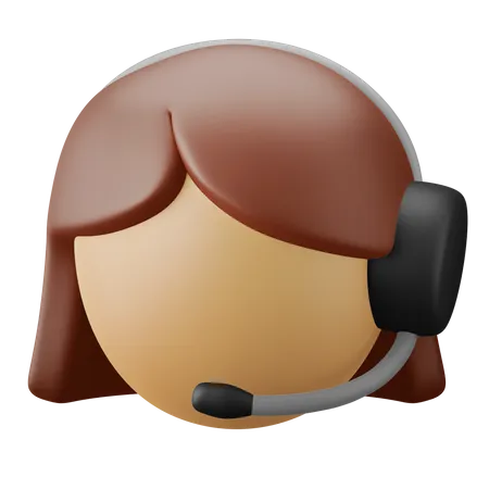 Mulher Suporte Ao Cliente Call Center Bonito Minimo 3 D Icone Ilustracao 3D Icon