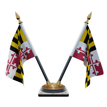 Suporte de bandeira de mesa dupla de maryland  3D Flag