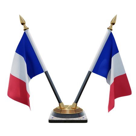 Support de drapeau de bureau double France  3D Icon