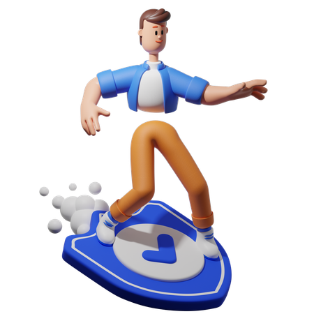 Surf with Shield  3D Icon