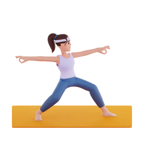 Surf Yoga Pose  3D Illustration