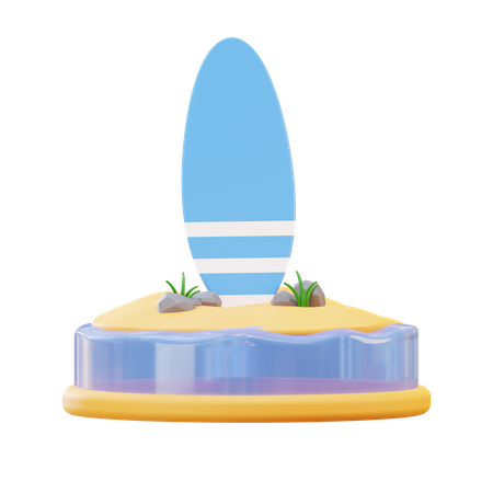 Surfboard Beach  3D Illustration