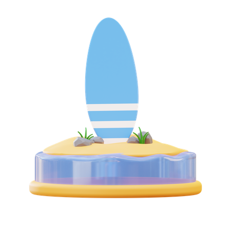 Surfbrett strand  3D Illustration