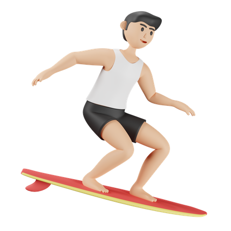 Surfing  3D Illustration