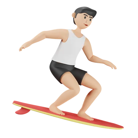 Surfing 3D Illustration