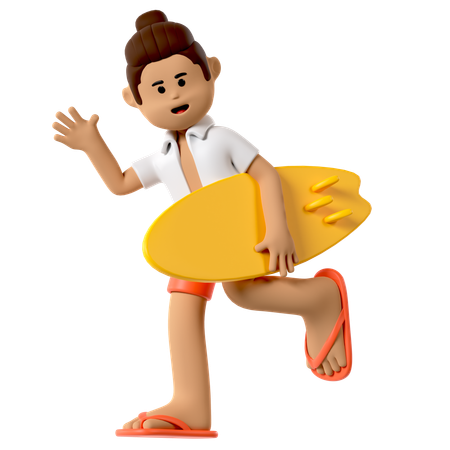 Surfing Board Boy  3D Icon