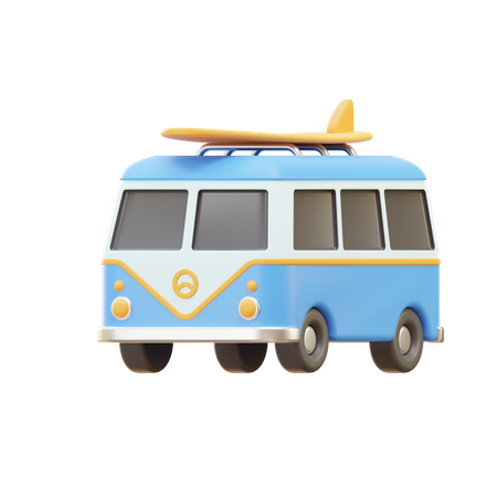 Surfing Van  3D Illustration