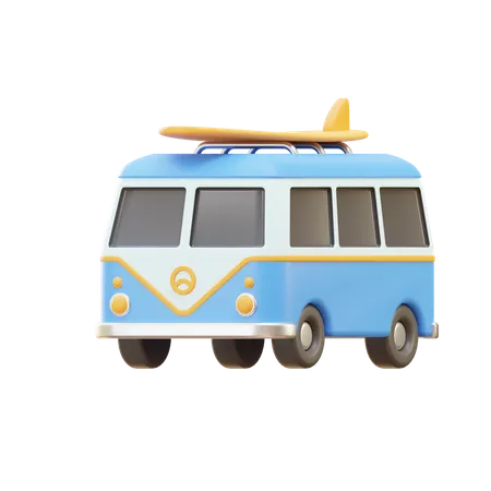 Surfing Van  3D Illustration