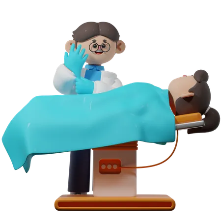 Surgeon doing Surgery in Operation  3D Illustration