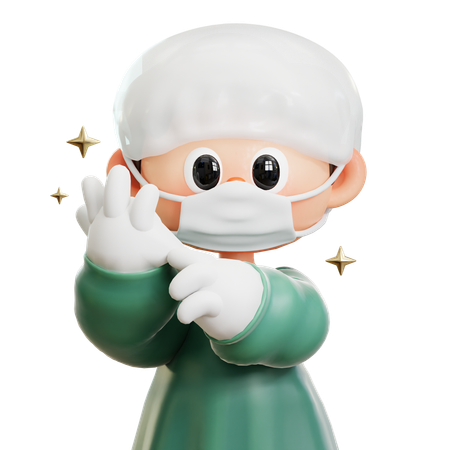 Surgeon Is Wearing Hand Gloves  3D Icon