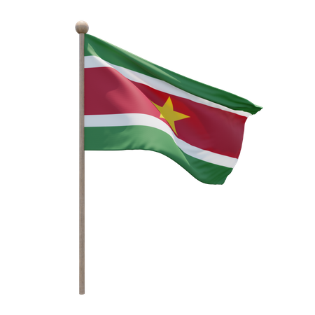 Asta de bandera de surinam  3D Flag