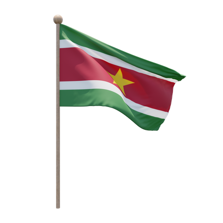 Suriname Flag Pole  3D Flag