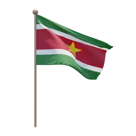 Suriname Flag Pole  3D Flag