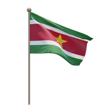 Mât de drapeau du Suriname  3D Flag