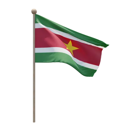 Mât de drapeau du Suriname  3D Flag