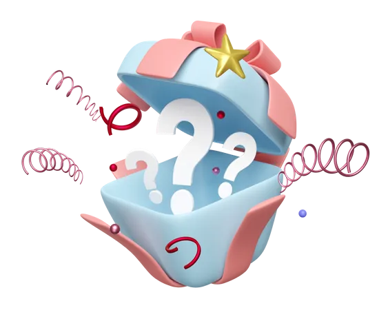 3 D Surprise Gift Box With Floating Star Geometric Shapes Question Mark Symbol Icon Isolated Special Offer Concept 3D Icon