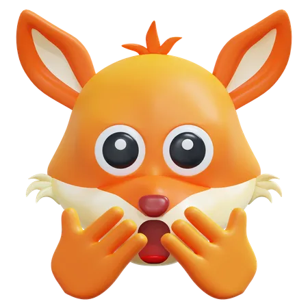Surprise Fox Emoticon  3D Icon