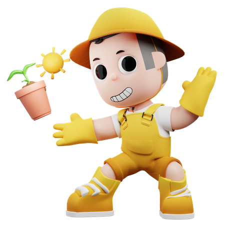 Surprise Little Farmer  3D Illustration