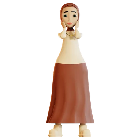 Femme musulmane surprise  3D Illustration