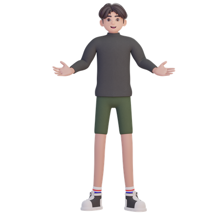 Surprised boy standing  3D Illustration