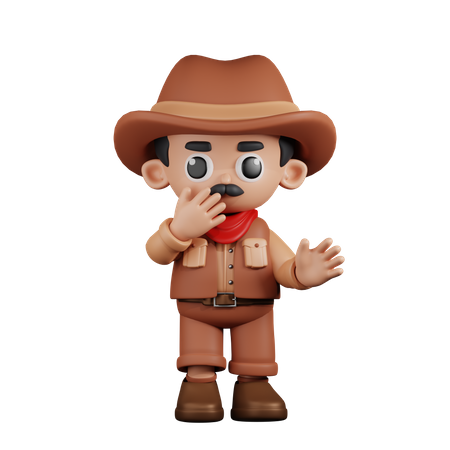 Surprised Cowboy  3D Illustration