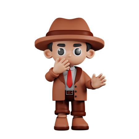 Surprised Detective  3D Illustration