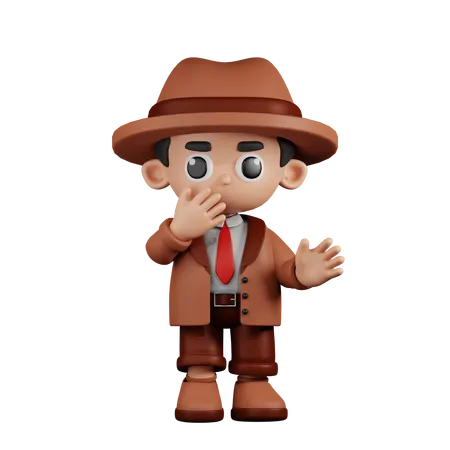 Surprised Detective  3D Illustration
