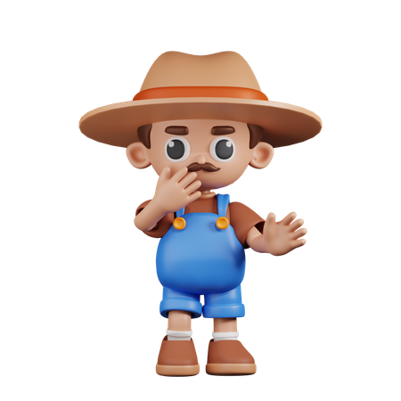 Surprised Farmer  3D Illustration